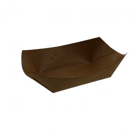 BROWN KRAFT COMPOSTABLE PLA COATED FOOD TRAYS 100MM X 60MM