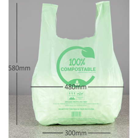 Green Compostable Vest Carrier - Maxi VCOMP5