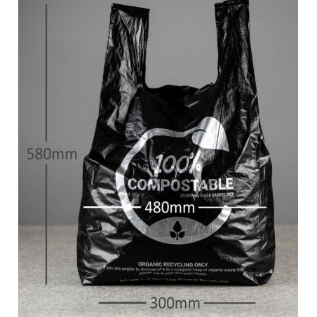 Black Compostable Vest Carrier - Maxi VCOMP5BLK