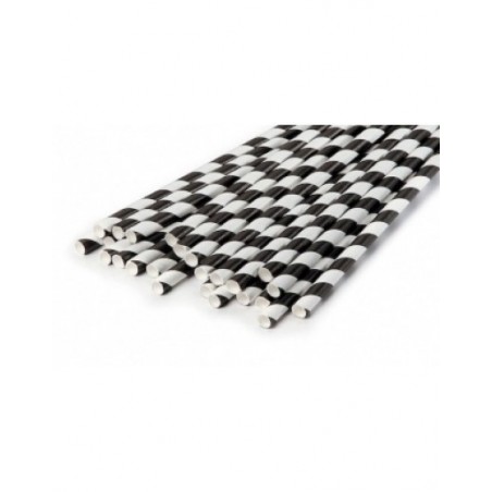 Black & White Striped Paper Straws 200mm X 6mm or 8mm